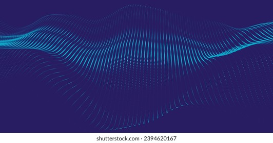 Abstract digital particle wave. Futuristic dot wave. Dynamic wave of luminous dots. Futuristic background for presentation design. Technology background vector. Vector illustration