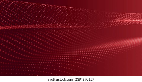Abstract digital particle wave. Futuristic dotted wave. Big data digital code. Technology or science banner. Technology background vector. Vector illustration.