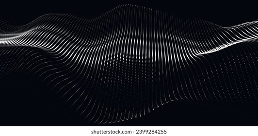 Abstract digital particle wave. Futuristic dot wave. Dynamic wave of luminous dots. Futuristic background for presentation design. Technology background vector. Vector illustration