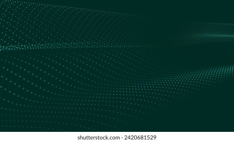 Abstract digital particle wave. Futuristic dotted wave. Big data digital code. Technology or science banner. Technology background vector. Vector illustration.