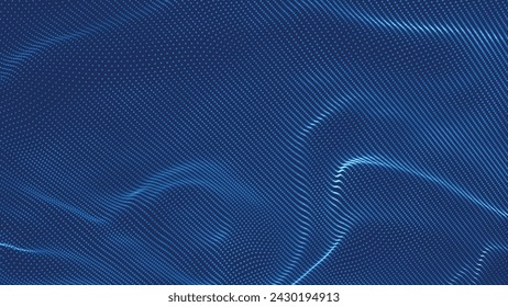 Abstract digital particle wave. Futuristic dotted wave. Big data digital code. Technology or science banner. Technology background vector. Vector illustration.