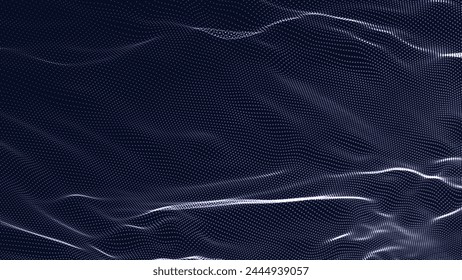 Abstract digital particle wave. Futuristic dotted wave. Big data digital code. Technology or science banner. Technology background vector. Vector illustration.