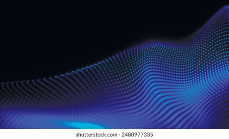 Abstract digital particle wave. Technology background. Futuristic dot wave. Network connection structure. Presentation design background. Technology or science banner. 3d vector illustration