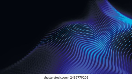 Abstract digital particle wave. Technology background. Futuristic dot wave. Network connection structure. Presentation design background. Technology or science banner. 3d vector illustration