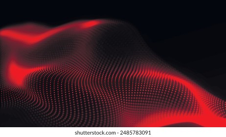Abstractas onda digital de partículas. Fondo de Tecnología. Onda de puntos futurista. Estructura de conexión de red. Fondo de diseño de presentación. Tecnología o ciencia Anuncio. Ilustración vectorial 3d