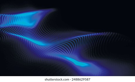 Abstract digital particle wave. Technology background. Futuristic dot wave. Network connection structure. Presentation design background. Technology or science banner. 3d vector illustration