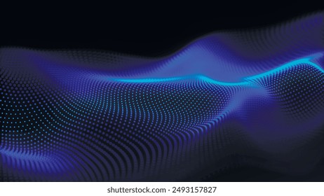 Abstractas onda digital de partículas. Fondo de Tecnología. Onda de puntos futurista. Estructura de conexión de red. Fondo de diseño de presentación. Tecnología o ciencia Anuncio. Ilustración vectorial 3d