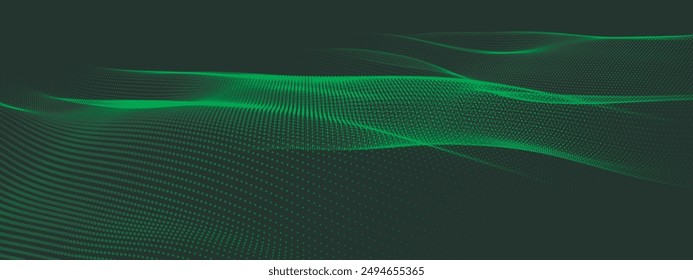 Abstract digital particle wave. Technology background. Futuristic dot wave. Network connection structure. Presentation design background. Technology or science banner. 3d vector illustration