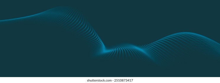 Abstract digital particle wave. Technology background. Futuristic dot wave. Network connection structure. Presentation design background. Technology or science banner. Vector illustration.