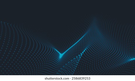 Abstract digital particle wave. Technology background. Futuristic dot wave. Network connection structure. Presentation design background. Technology or science banner. Vector illustration.