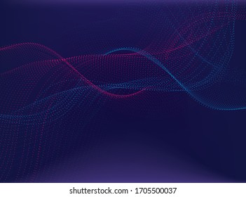 Abstract Digital Particle Waves Technology Background and Wallpaper, Vector EPS