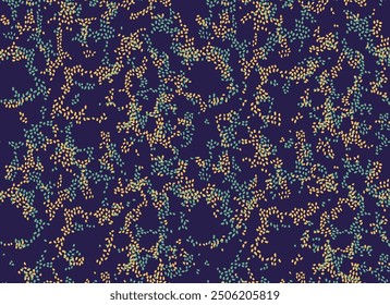 Abstract digital pattern featuring clusters of colorful dots on a dark background. The design creates a vibrant, modern texture that evokes motion and energy, perfect for artistic and contemporary