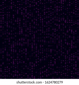 Abstract digital pattern featuring magenta sparse hexadecimal pairs in a seamless design. Modern and elegant vector illustration.