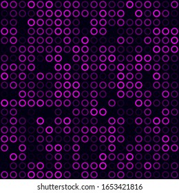 Patrón digital abstracto. Patrón relleno de anillos. Fondo transparente de color magenta. Auténtica ilustración vectorial.