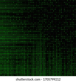 Abstract digital pattern. Green sparse binary seamless pattern. Powerful background. Modern vector illustration.