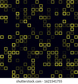 Abstract digital pattern. Sparse pattern of frames. Yellow colored seamless background. Creative vector illustration.