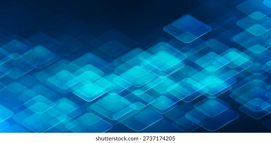 Abstract digital pattern. Transparent glass squares forming data network structure. Futuristic blue technology background symbolizing AI, information flow, system architecture and digital connectivity - Powered by Shutterstock - Get 15% off with code: PIKWIZARD15
