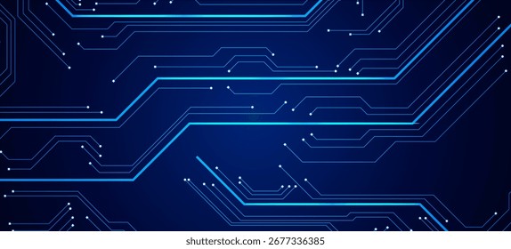 Fundo abstrato da conexão PCB digital em brilho azul