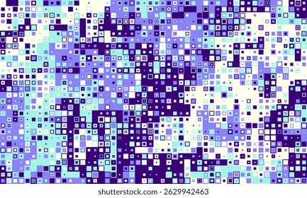 Abstract digital pixel art background.  Vibrant shades of purple, blue, and white create a dynamic, textured pattern ideal for website banners, tech presentations, or modern design projects.