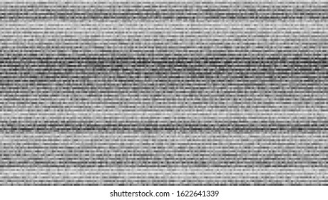 Abstract Digital Pixel Noise With Lines Uproar. Glitch Error, Video Damage. Texture With Randomly Gray Pattern. Vector Illustration, EPS10