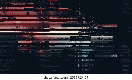 Abstract digital pixelated textures and glitch effects on a black background. tech design. internet concept. Vector illustration. web banner or poster.