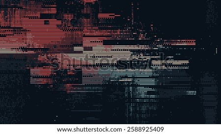 Abstract digital pixelated textures and glitch effects on a black background. tech design. internet concept. Vector illustration. web banner or poster.