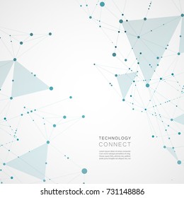 Abstract digital poly mesh background design. Connect geometric polygonal structure with lines and dots.