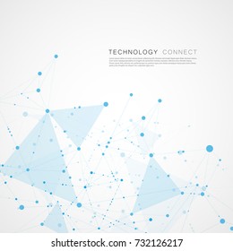 Abstract digital poly mesh background design. Connect geometric polygonal structure with lines and dots.