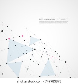 Abstract digital poly mesh background design. Connect geometric polygonal structure with lines and dots.