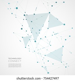 Abstract digital poly mesh background design. Connect geometric polygonal structure with lines and dots.