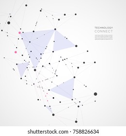 Abstract digital poly mesh background design. Connect geometric polygonal structure with lines and dots.