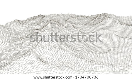 Abstract digital polygonal wireframe landscape. Vector mesh illustration .