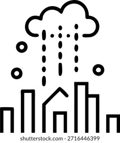 La lluvia digital Abstractas forma el concepto de horizonte comercial como una toma amplia de personajes digitales que se fusionan gradualmente para formar un horizonte de la ciudad. La cámara se expande hacia arriba siguiendo la formación de rascacielos a partir de datos que simbolizan el auge de los primeros negocios digitales. en Photo Stock Concept, espacio de copia para publicidad o Anuncio con Photo Realistic como detalle de alta calidad --ar 7:2