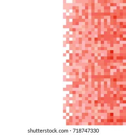 Abstract digital red white background with mesh of squares or pixel. Mosaic. Geometric template.