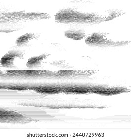 Abstract digital representation of skies and cloud shapes.