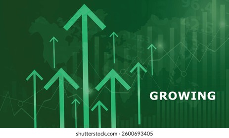 Abstract digital rising arrows in futuristic style. Successful business and growth strategy concept. Low poly wireframe vector illustration on technological blue background.