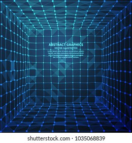 Abstract digital room, vector illustration. Network connections with points and lines. Abstract technology background.