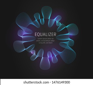 Abstract digital round Sound wave or radio wave or voice wave vector illustration on black background.