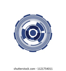 Abstract digital screen blue, black and white, Scientific futuristic interface. with square, line, circle and dots isolated on white background. Technology vector illustration.  