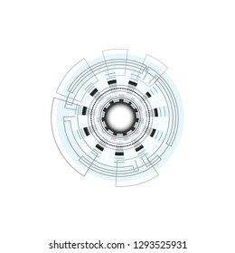 Abstract digital screen blue, grey, black and white, Scientific futuristic interface. with square, line, circle, dot, ring and dotted isolated on white background. Technology vector. 