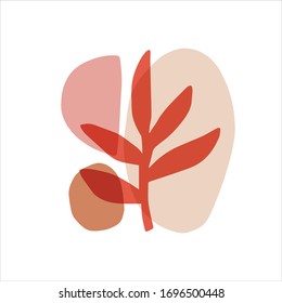 Forma digital abstracta con planta. Ilustración vectorial plana minimalista aislada en fondo blanco. Estilo escandinavo. Impresión de fantasía contemporánea, elemento de diseño moderno. Figura geométrica de moda