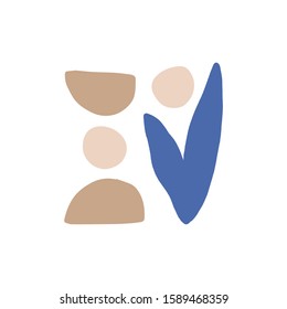 Abstract digital shapes. Scandinavian minimalism style. Contemporary fantasy print, modern t shirt design element. Trendy geometric figures print. Flat vector illustration isolated on white background