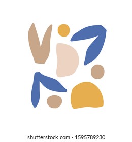 Abstract digital shapes. Scandinavian minimalism style. Contemporary fantasy print, modern t shirt design element. Trendy geometric figures print. Flat vector illustration isolated on white background
