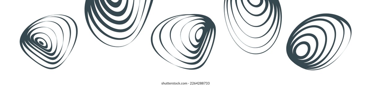 Abstract digital signal form. Sound wave and line in a circle. Striped background with ripple effect. Vector illustration for cover, poster, flyer or banner.