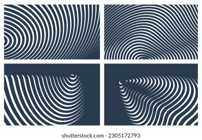 Abstract digital signal form. Sound wave and line in a circle. Striped background with ripple effect. Vector illustration for cover, poster, flyer or banner.