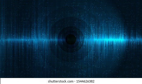 Abstract Digital Sound Wave Low and Hight richter scale with Circle Vibration on Blue Background,technology and earthquake wave diagram concept,design for music studio and science,Vector Illustration.