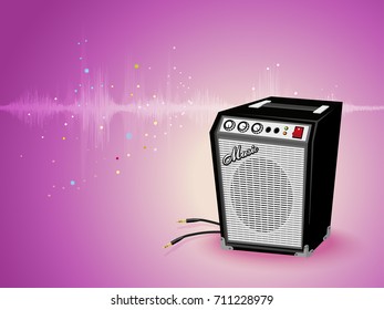 Abstract digital sound wave oscillating with Amplifier background vector illustration.