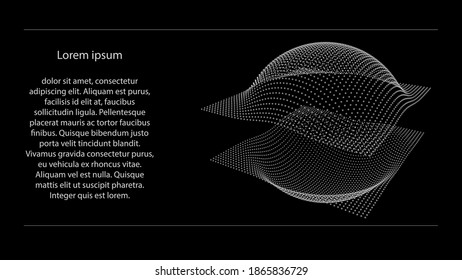 Abstract digital sphere. 3d futuristic vector illustration Wireframe points background background. Mesh structure.