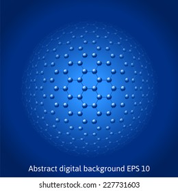 Abstract digital sphere with molecule structure