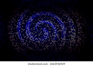 Composición espiral digital Abstractas con Elementos geométricos y brillo de neón, diseño espiral azul Abstractas con círculos brillantes y patrones de luz giratorios, puntos circulares azules y amarillos 